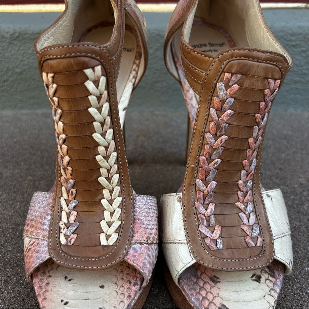 $695~ALEXANDRE BIRMAN~Snakeskin Python T-Strap Pe… - image 8